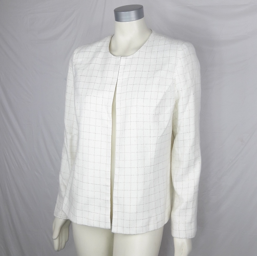 Bob Mackie Window Pane Open Front Blazer Jacket - image 1